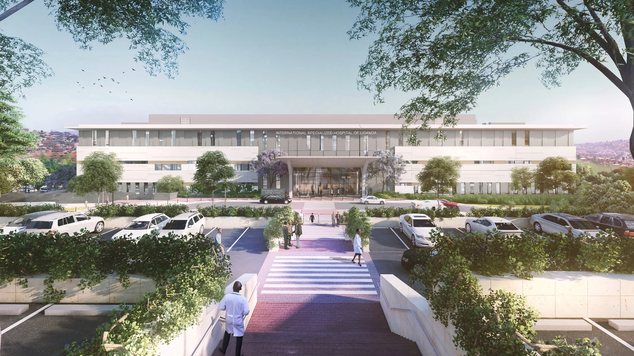 Architectural visualisation of the ISHU hospital in Lubowa