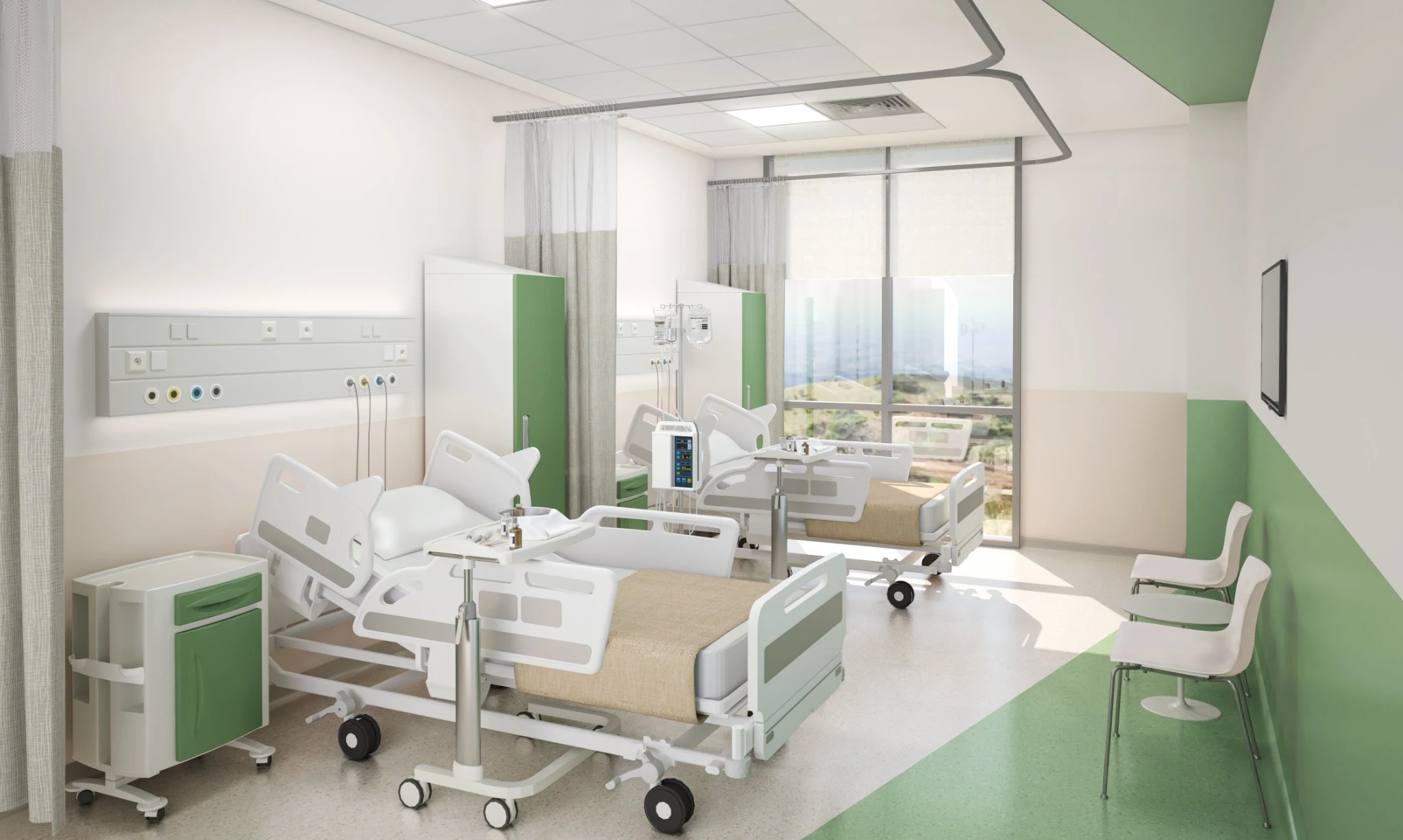 Architectural visualisation of an ISHU patient room
